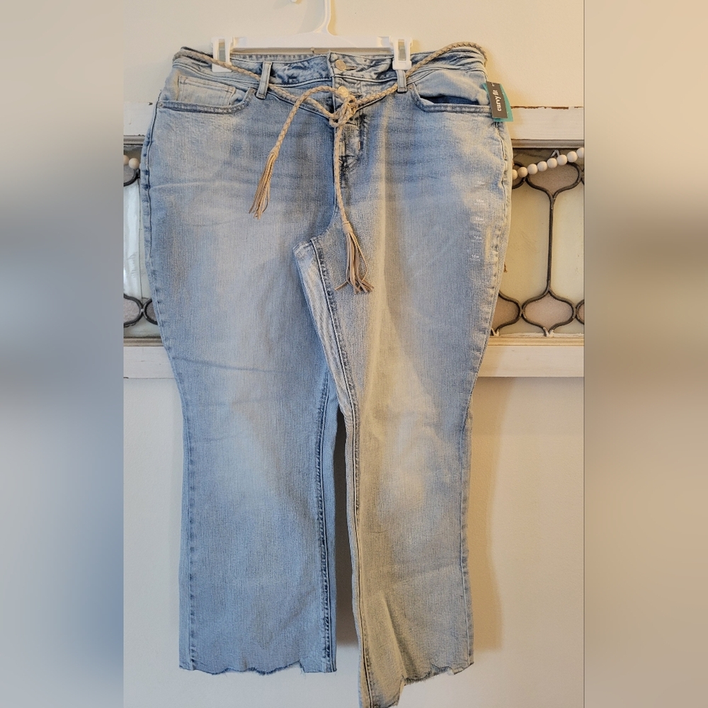 Maurices High Rise Light Blue Jeans with Rope Belt